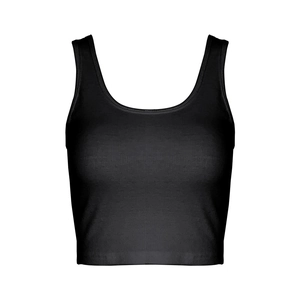 Débardeur court noir côtelé ajusté pour femme avec un design minimaliste sans manches