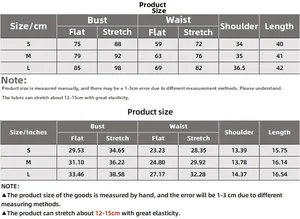Tableau des tailles pour crop top manches longues femme en S, M, L avec unités de mesure