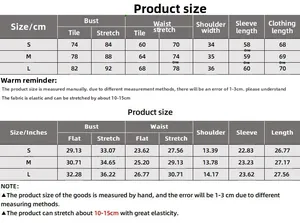 Detailed size chart with measurements for the V-neck long sleeve ribbed cotton bodysuit