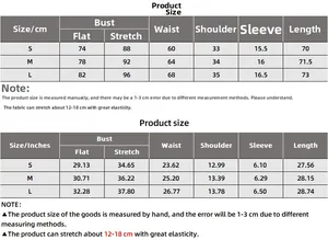 Detailed size chart for women's slim fit bodysuit in centimeters and inches
