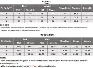 Detailed size chart for vintage V-neck rib-knit long sleeve top in centimeters and inches