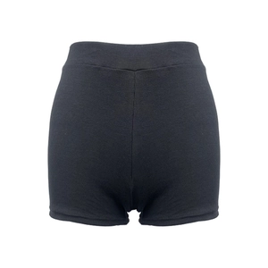 Short taille haute en coton côtelé noir pour femme avec coupe ajustée athlétique
