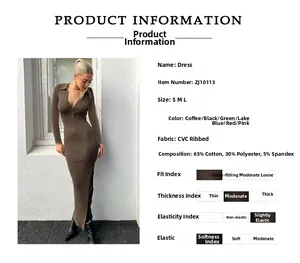 Detail view of rib-knit long sleeve dress fabric composition and multi-color options