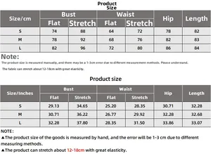 Size chart in cm and inches for sexy slim fit dress showing bust, waist and hip measurements