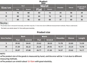 Size guide for square neck cropped long sleeve top in cm and inches for S, M, L