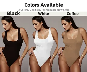 Detailed comparison of ribbed bodysuit colors in black, white, and coffee brown
