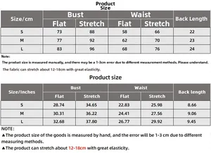 Detailed size chart for sexy rib-knit corset top with CM and Inches measurements