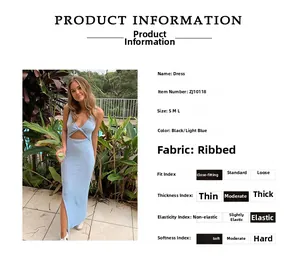 Close-up of light blue ribbed knit dress showing side slit and soft stretch fabric detail