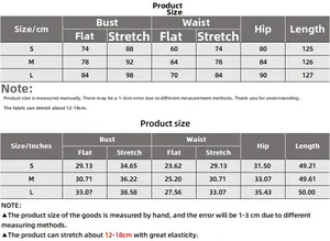 Detailed size guide for summer bodycon dress with bust, waist and hip measurements