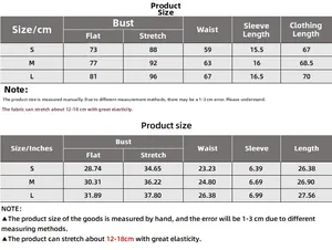 Size chart for women's rib-knit bodysuit showing measurements in centimeters and inches