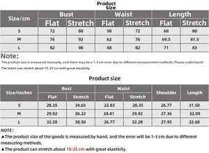 Guide des tailles pour body femme col V avec mesures en cm et pouces pour S, M, L