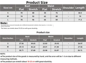 Detailed size chart in cm and inches for ribbed slim fit summer bodysuit S to L