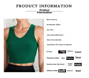 Detailed view of dark green ribbed knit fabric texture and V-neckline of the slim fit camisole