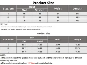 Detailed size chart for cotton ribbed V-neck tank top with bust and length measurements