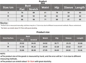 Detailed size chart in cm and inches for ribbed knit long sleeve bodycon mini dress