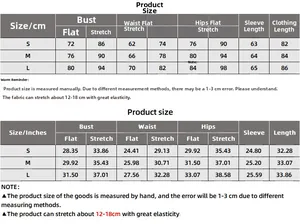 Tableau des tailles détaillé pour mini robe asymétrique en cm et pouces pour tailles S/M/L