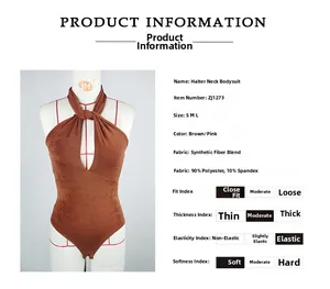 Dettaglio di un body marrone con scollo all'americana, ritaglio e tessuto elasticizzato