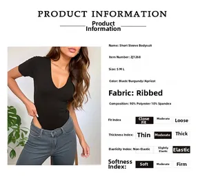 Detail view of ribbed knit V-neck bodysuit showing fabric texture and color options