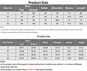 Size chart for women bodysuit showing S-XL measurements in centimeters and inches