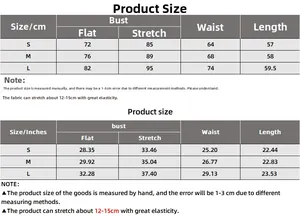 Detailed size chart for women's off-shoulder bodysuit in S, M, L with high elastic fabric