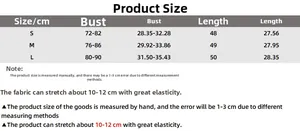 Detailed size chart for ribbed drawstring tank top with bust and length measurements