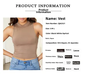 Détail du tissu extensible en rayonne et élasthanne sur un crop top sans manches ajusté