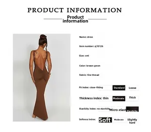 Détails de la robe dos nu en maille côtelée avec spécifications de la matière