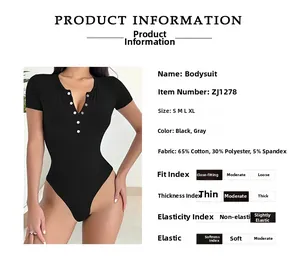 Detailed fabric label showing 65% cotton, 30% polyester and 5% spandex for the bodysuit
