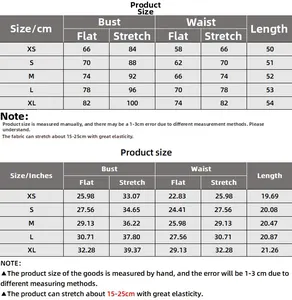 Size chart for U-neck cotton rib tank top in cm and inches from size XS to XL