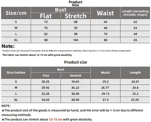 Guide des tailles pour body décolleté en V avec mesures en cm et pouces S-XL