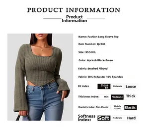 Detail of dark green square neck top showing ribbed fabric texture and stretch material