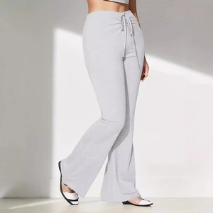 Women Low Waist Flare Pants Sexy Slim Fit Drawstring Pleated Trousers Shimmer Metallic Polyester Spandex Casual Daily Party Long Pants