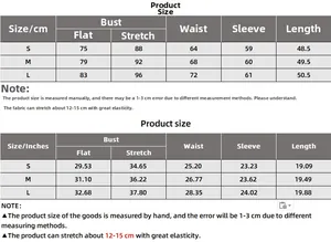 Detailed size chart for women's long sleeve slim fit T-shirt with metric and imperial units