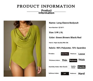 Detail of green long sleeve bodysuit showing slim fit milk silk fabric texture and drape