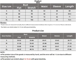 Size chart for slim fit mesh bodysuit showing bust waist and sleeve measurements
