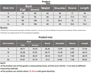 Tableau des tailles détaillé pour bodysuit ajusté avec mesures en cm et pouces de S à XL
