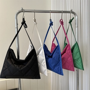 Women Quilted Puffer Shoulder Bag Large Capacity Oxford Cloth Rhombic Pattern Casual Crossbody Underarm Bag Fashion Handbag