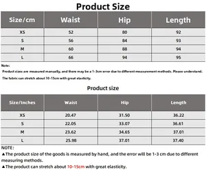 Size guide for high-stretch bodycon skirt in inches and cm for XS, S, M, L sizes