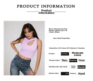 Detail showing purple ribbed fabric texture and diagonal cutout design of this crop top