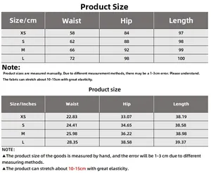 Guide des tailles pour jupe taille haute en CM et pouces allant du XS au L