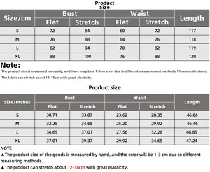 Detailed size chart for the high neck sleeveless dress in CM and inches from S to XL