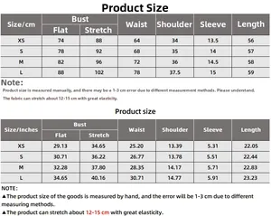 Guide des tailles pour t-shirt à col carré avec mesures du XS au L en cm et pouces