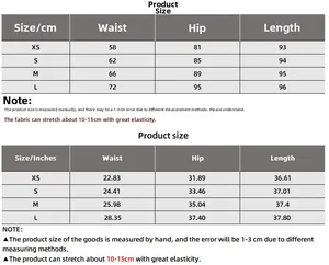 Detailed size guide for fishtail skirt featuring measurements in cm and inches