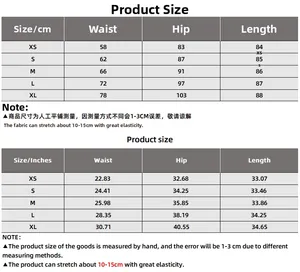 Detailed size chart in cm and inches for elegant mermaid skirt, sizes XS to XL