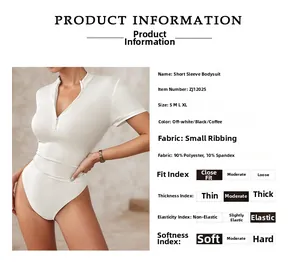 Detailed fabric chart for short sleeve ribbed bodysuit showing 90% polyester texture