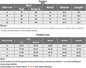 Size chart for halter off-shoulder bodysuit showing measurements in cm and inches