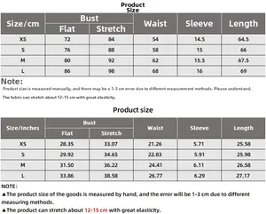 Detailed size chart for the slim fit bodysuit with metric and imperial measurements
