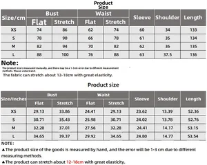 Detailed size guide table for slim fit long sleeve dress with CM and inch measurements