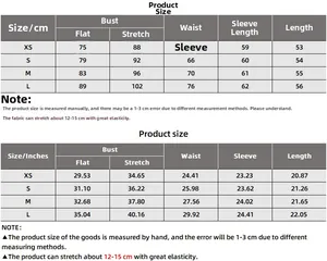 Detailed size chart in cm and inches for slim fit top showing bust and waist measurements