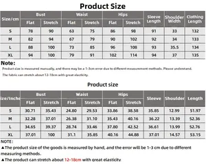 Detailed size chart in cm and inches for the mesh patchwork mermaid maxi dress